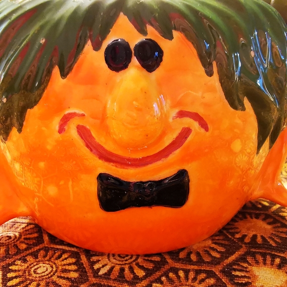 Vintage Ceramic Pumpkin Man Planter - Picture 3 of 16